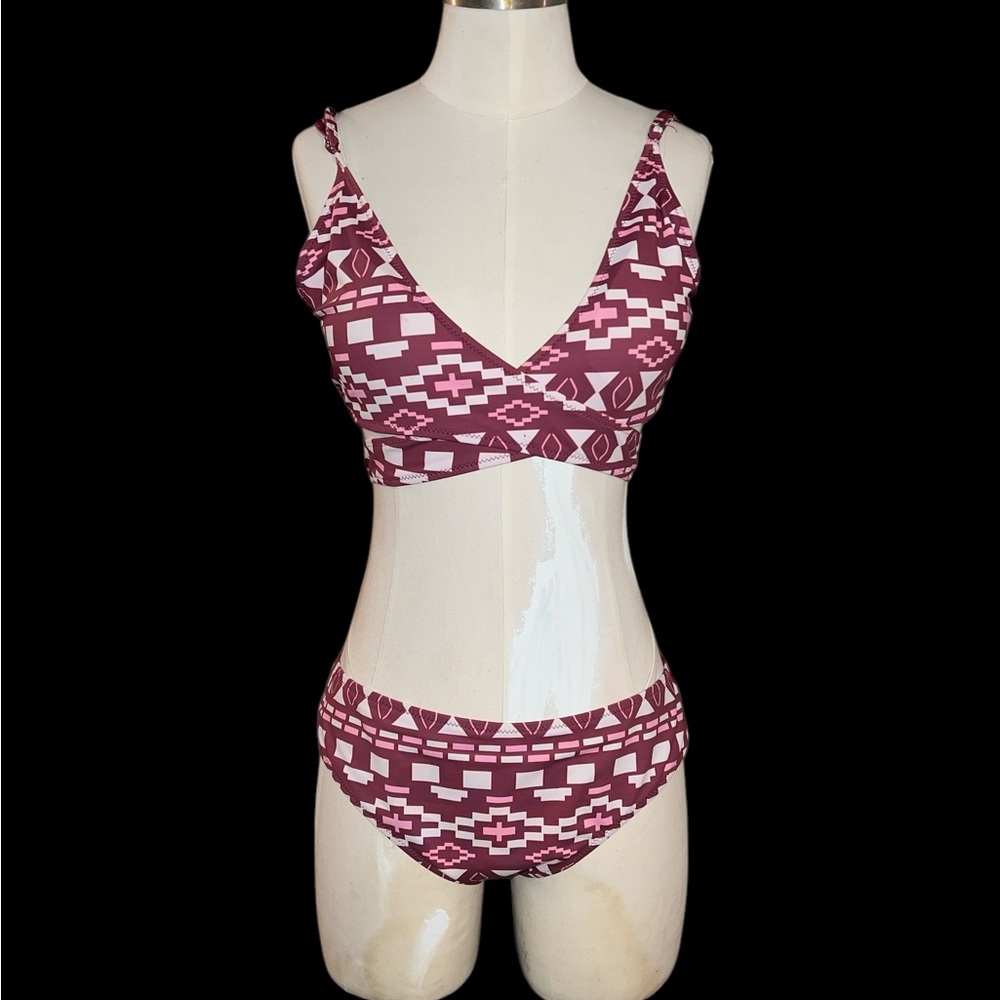 CUPSHE | WOMENS AZTEC PADDED ADJ STRAP WRAP AROUND BIKINI XL